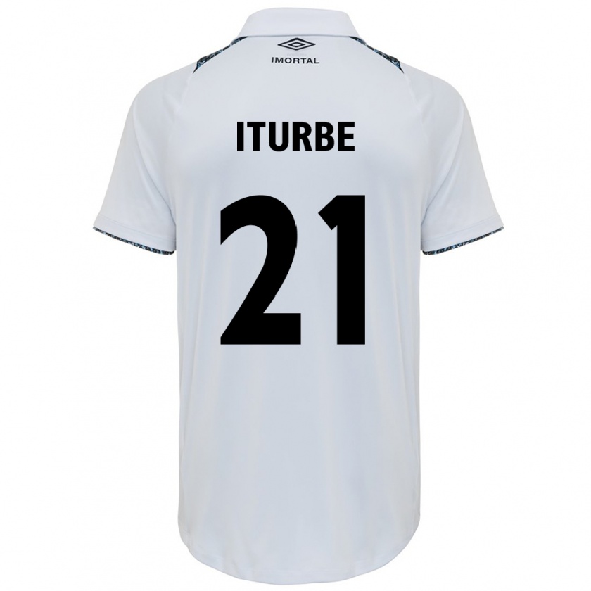 Kandiny Uomo Maglia Juan Iturbe #21 Bianco Blu Kit Gara Away 2024/25 Maglietta