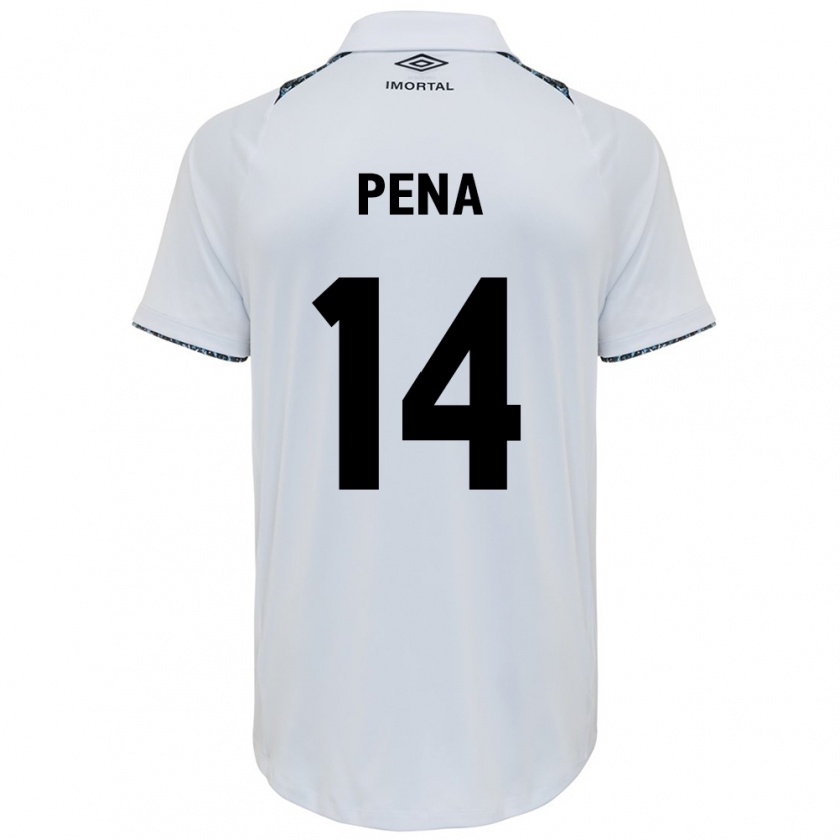 Kandiny Hombre Camiseta Jessica Peña #14 Blanco Azul 2ª Equipación 2024/25 La Camisa