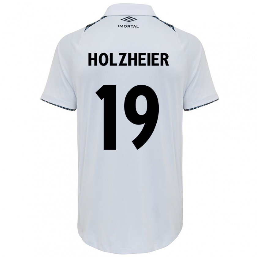 Kandiny Hombre Camiseta Agostina Holzheier #19 Blanco Azul 2ª Equipación 2024/25 La Camisa