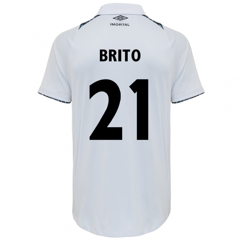 Kandiny Uomo Maglia Brito #21 Bianco Blu Kit Gara Away 2024/25 Maglietta