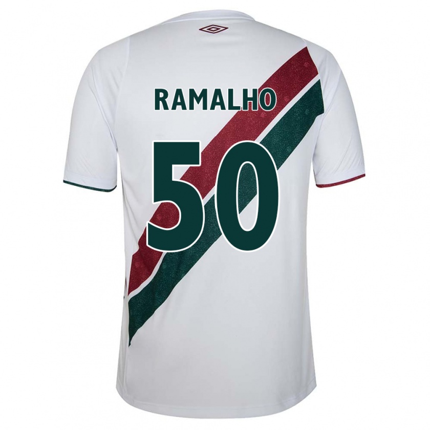 Kandiny Hombre Camiseta Gustavo Ramalho #50 Blanco Verde Granate 2ª Equipación 2024/25 La Camisa