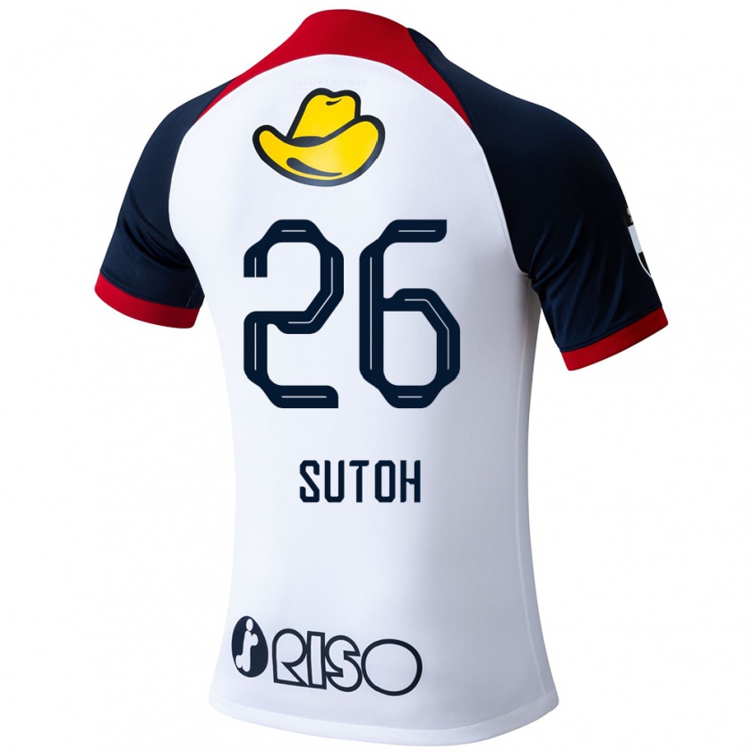 Kandiny Uomo Maglia Naoki Suto #26 Bianco Blu Rosso Kit Gara Away 2024/25 Maglietta