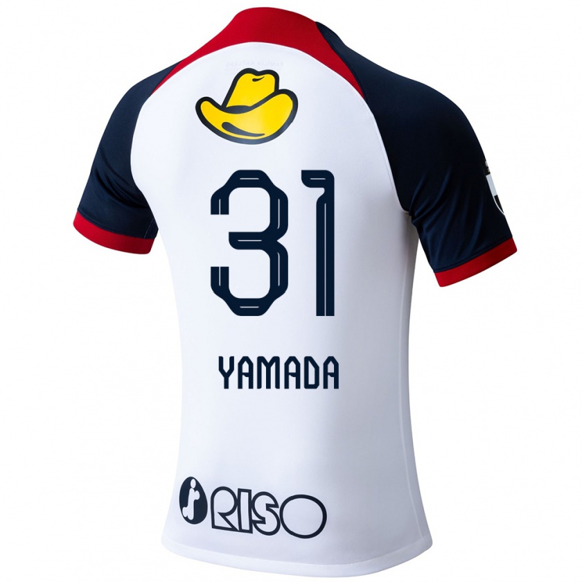 Kandiny Uomo Maglia Taiki Yamada #31 Bianco Blu Rosso Kit Gara Away 2024/25 Maglietta