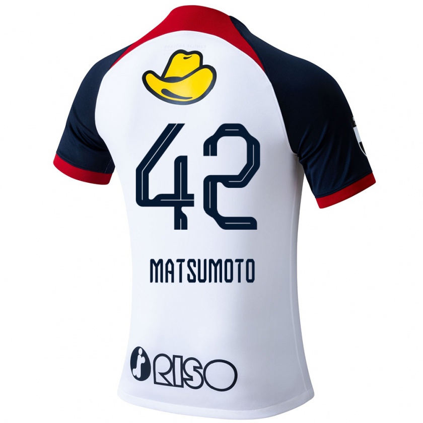 Kandiny Uomo Maglia Haruto Matsumoto #42 Bianco Blu Rosso Kit Gara Away 2024/25 Maglietta