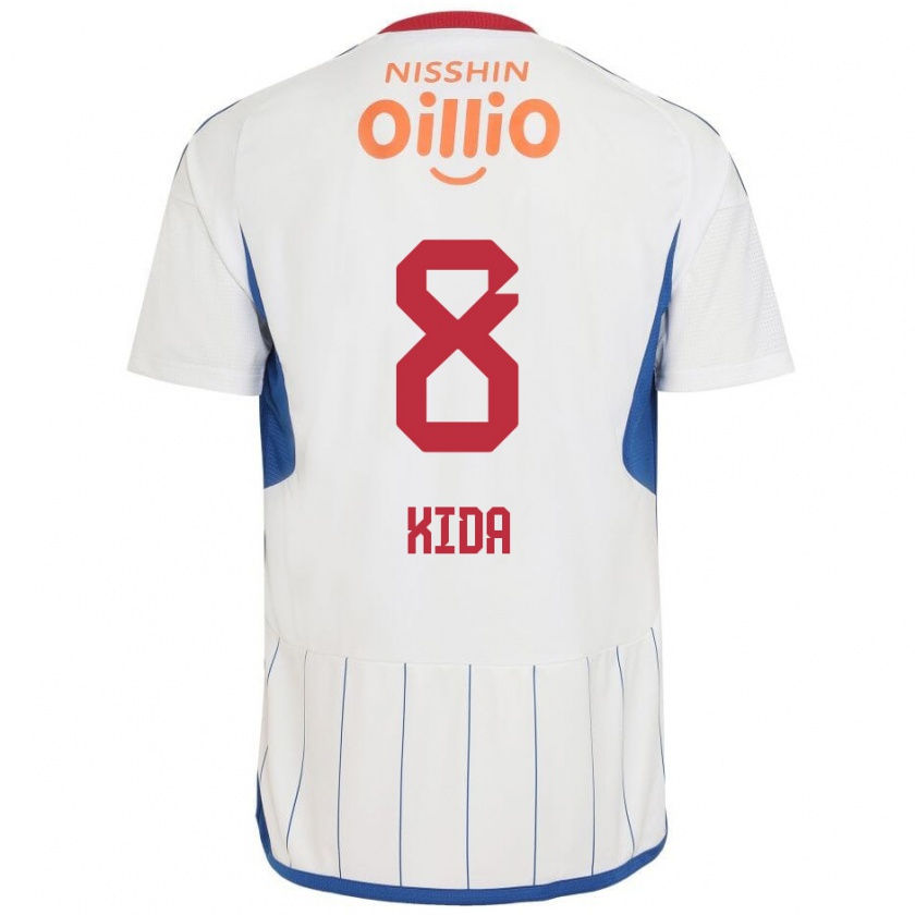 Kandiny Hombre Camiseta Takuya Kida #8 Blanco Azul Rojo 2ª Equipación 2024/25 La Camisa