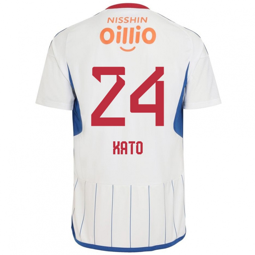 Kandiny Herren Hijiri Kato #24 Weiß Blau Rot Auswärtstrikot Trikot 2024/25 T-Shirt Österreich