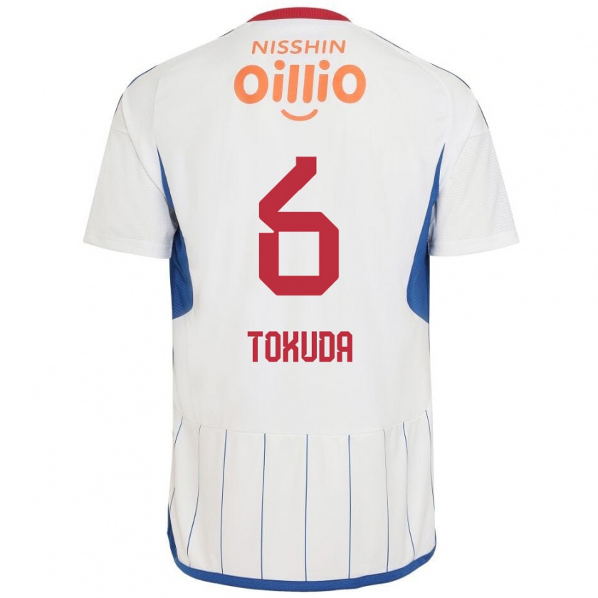 Kandiny Hombre Camiseta Yuma Tokuda #6 Blanco Azul Rojo 2ª Equipación 2024/25 La Camisa