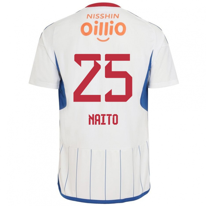 Kandiny Hombre Camiseta Kiyomu Naito #25 Blanco Azul Rojo 2ª Equipación 2024/25 La Camisa