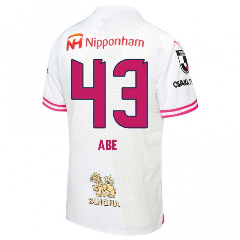 Kandiny Uomo Maglia Yosei Abe #43 Bianco Rosa Kit Gara Away 2024/25 Maglietta