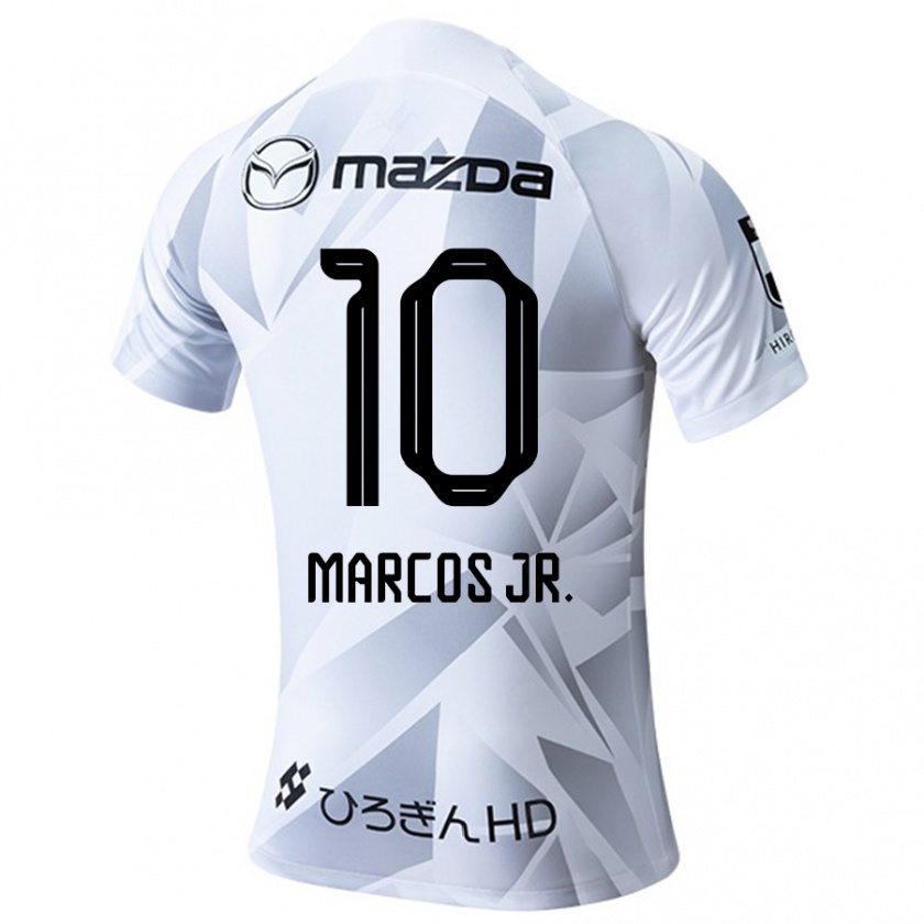 Kandiny Heren Marcos Júnior #10 Wit Grijs Zwart Uitshirt Uittenue 2024/25 T-Shirt België