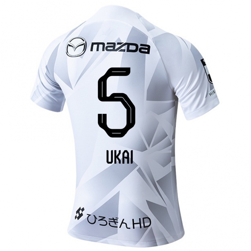 Kandiny Uomo Maglia Hiroto Ukai #5 Bianco Grigio Nero Kit Gara Away 2024/25 Maglietta