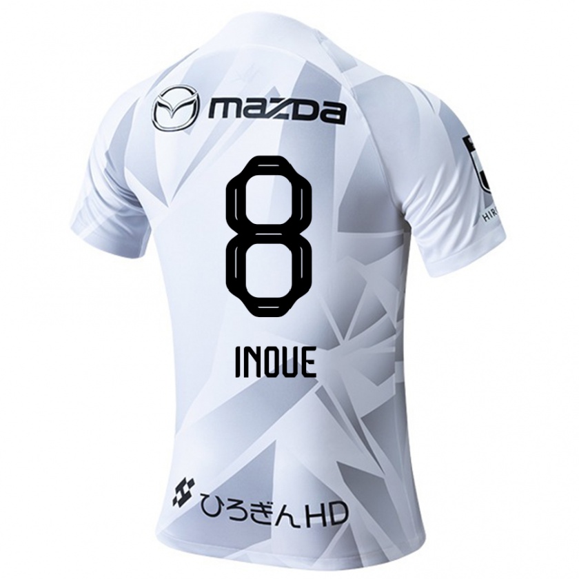 Kandiny Hombre Camiseta Akashi Inoue #8 Blanco Gris Negro 2ª Equipación 2024/25 La Camisa