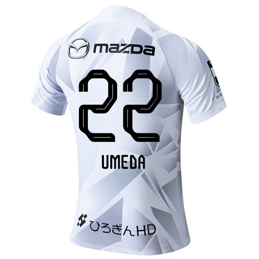 Kandiny Uomo Maglia Taiga Umeda #22 Bianco Grigio Nero Kit Gara Away 2024/25 Maglietta