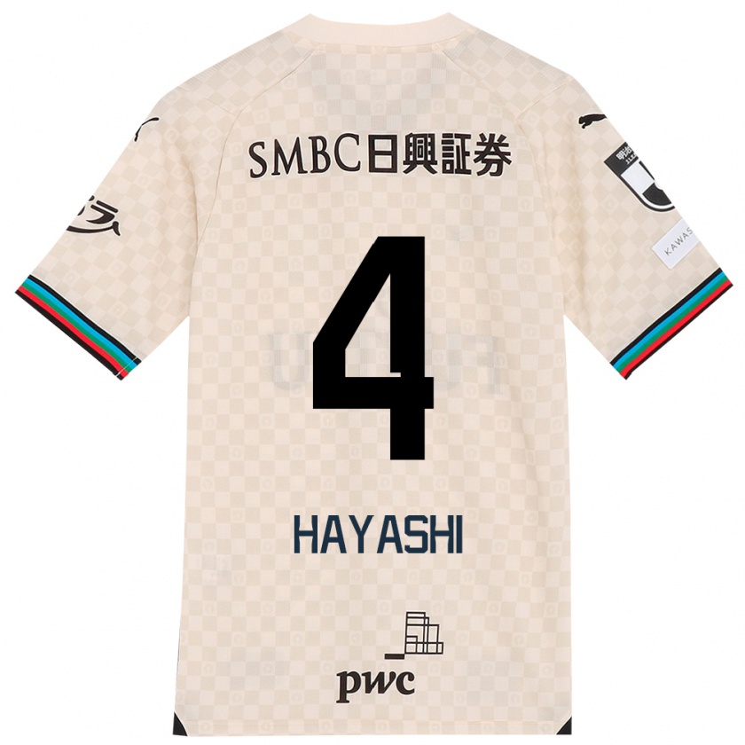 Kandiny Uomo Maglia Shunsuke Hayashi #4 Bianco Grigio Kit Gara Away 2024/25 Maglietta