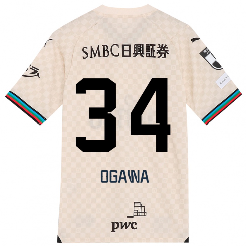 KandinyメンズHiroto Ogawa#34ホワイトグレーアウェイシャツ2024/25ジャージーユニフォーム