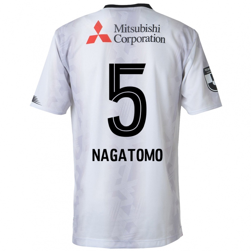 Kandiny Hombre Camiseta Yuto Nagatomo #5 Blanco Negro 2ª Equipación 2024/25 La Camisa