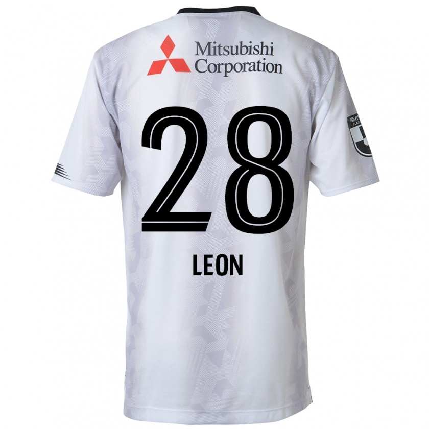 Kandiny Hombre Camiseta Leon Nozawa #28 Blanco Negro 2ª Equipación 2024/25 La Camisa México