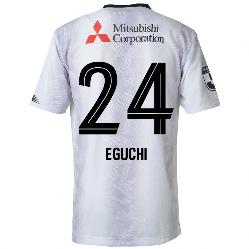 Kandiny Uomo Maglia Kaito Eguchi #24 Bianco Nero Kit Gara Away 2024/25 Maglietta