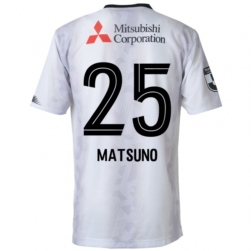 Kandiny Uomo Maglia Taichi Matsuno #25 Bianco Nero Kit Gara Away 2024/25 Maglietta