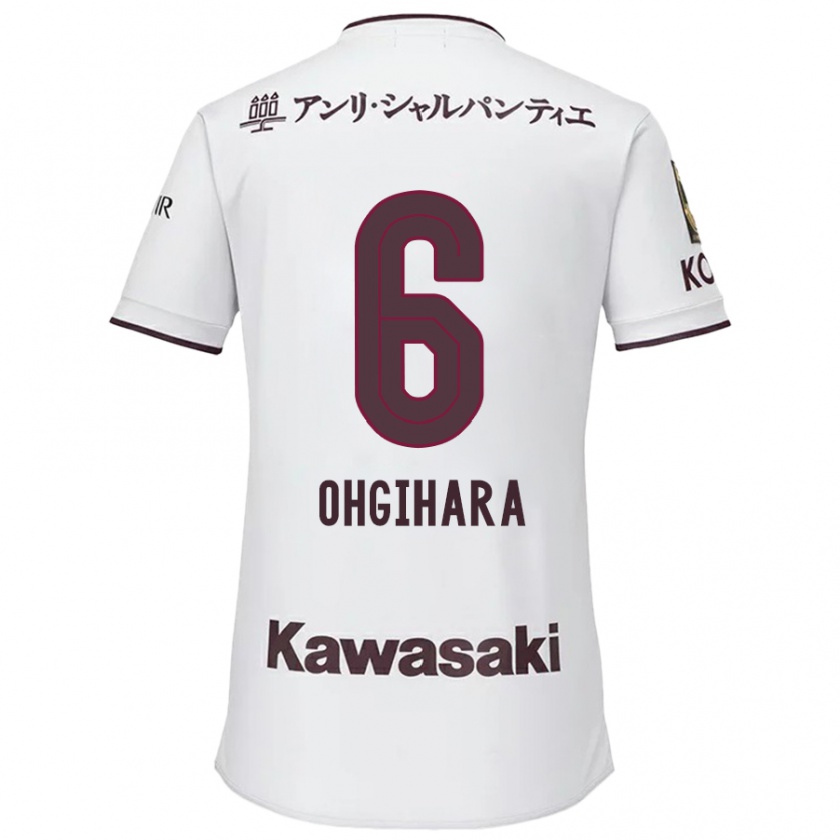 Kandiny Uomo Maglia Takahiro Ogihara #6 Bianco Rosso Kit Gara Away 2024/25 Maglietta