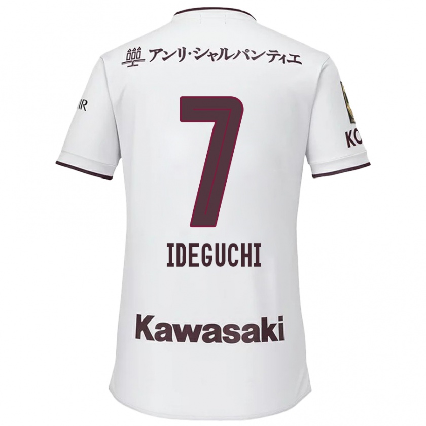 Kandiny Uomo Maglia Yosuke Ideguchi #7 Bianco Rosso Kit Gara Away 2024/25 Maglietta