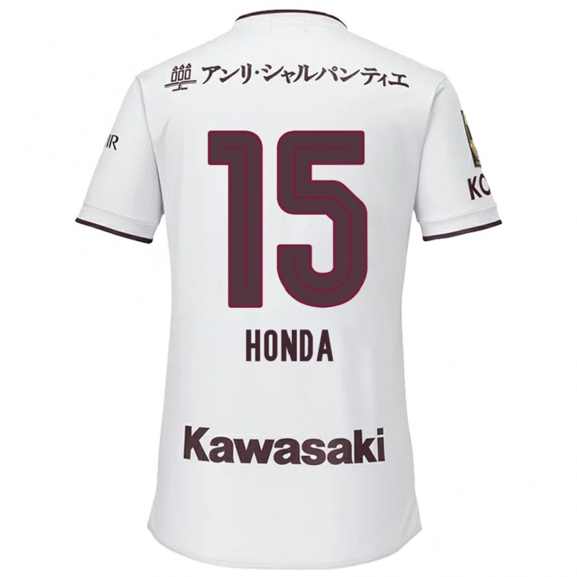 Kandiny Uomo Maglia Yuki Honda #15 Bianco Rosso Kit Gara Away 2024/25 Maglietta