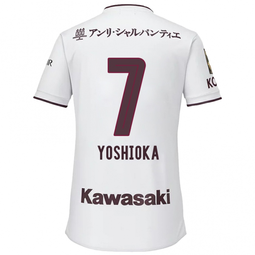 Kandiny Uomo Maglia Ran Yoshioka #7 Bianco Rosso Kit Gara Away 2024/25 Maglietta