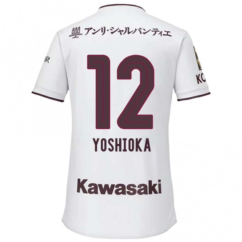 Kandiny Uomo Maglia Kosuke Yoshioka #12 Bianco Rosso Kit Gara Away 2024/25 Maglietta