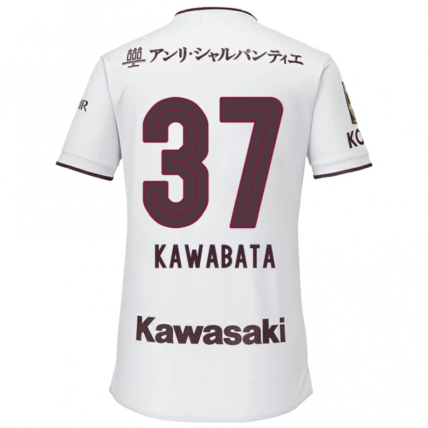 Kandiny Uomo Maglia Hyoei Kawabata #37 Bianco Rosso Kit Gara Away 2024/25 Maglietta