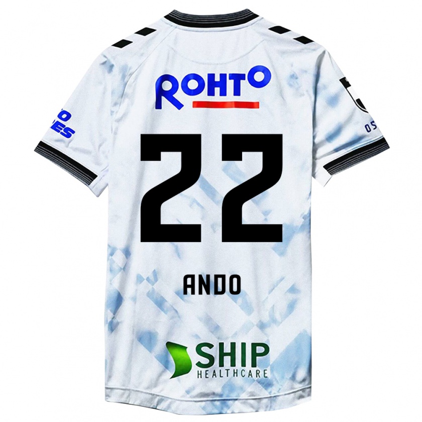 Kandiny Uomo Maglia Rikuto Ando #22 Bianco Nero Kit Gara Away 2024/25 Maglietta