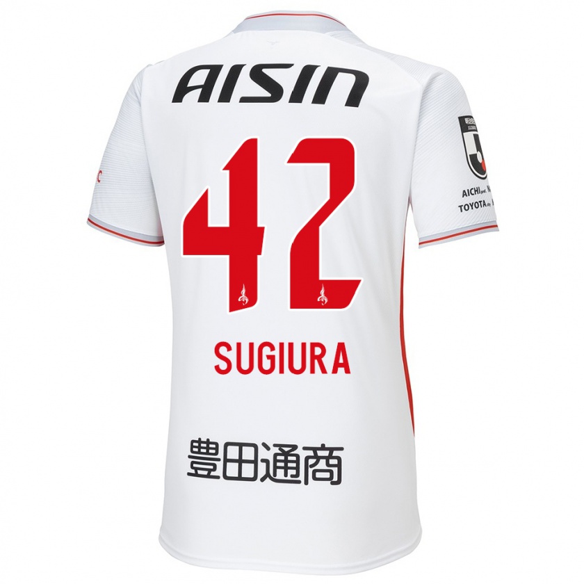 Kandiny Hombre Camiseta Shungo Sugiura #42 Blanco Amarillo Rojo 2ª Equipación 2024/25 La Camisa