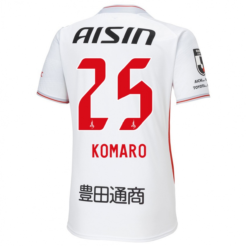 Kandiny Uomo Maglia Shuta Komaro #25 Bianco Giallo Rosso Kit Gara Away 2024/25 Maglietta