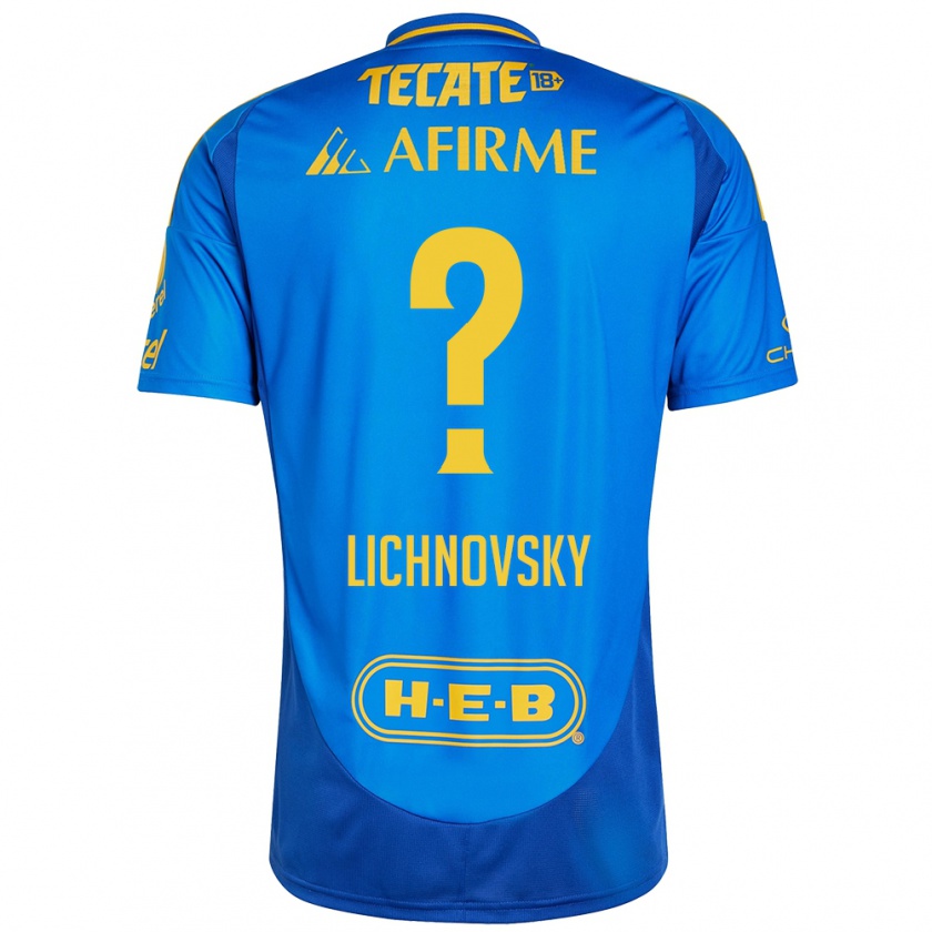 Kandiny Heren Igor Lichnovsky #0 Blauw Geel Uitshirt Uittenue 2024/25 T-Shirt