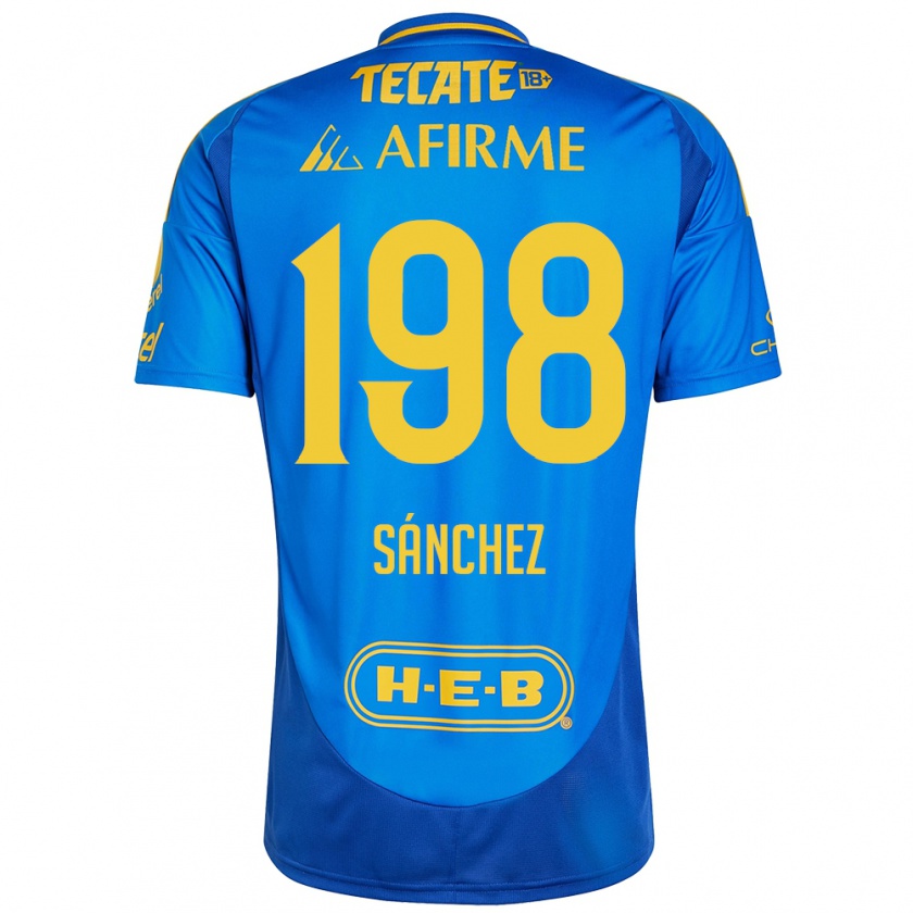 Kandiny Heren Diego Sánchez #198 Blauw Geel Uitshirt Uittenue 2024/25 T-Shirt België