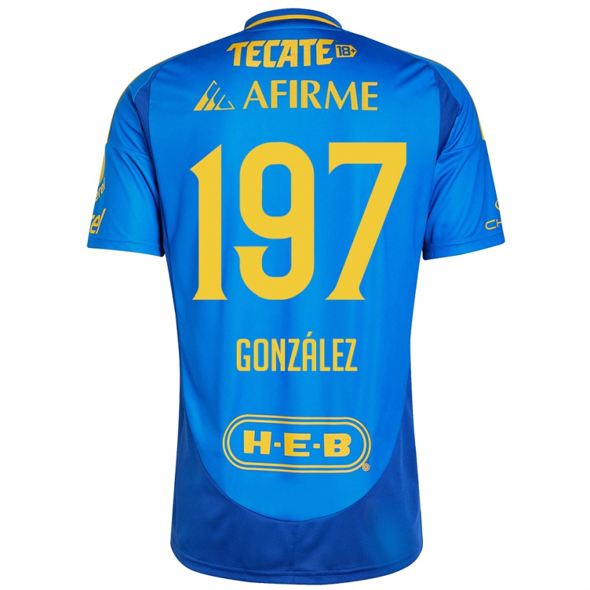 Kandiny Heren Germán González #197 Blauw Geel Uitshirt Uittenue 2024/25 T-Shirt België