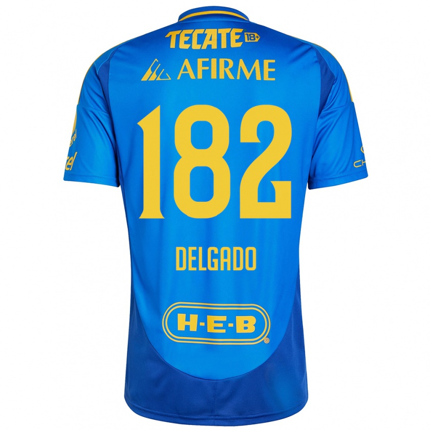 Kandiny Heren Arturo Delgado #182 Blauw Geel Uitshirt Uittenue 2024/25 T-Shirt