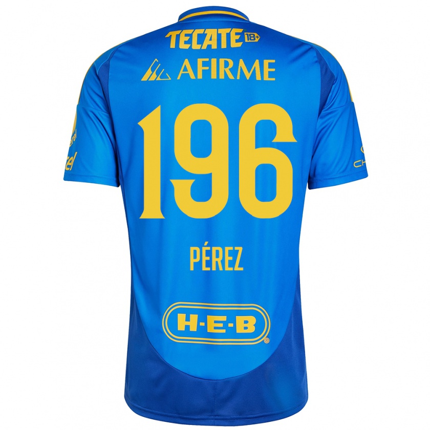 Kandiny Heren Axel Pérez #196 Blauw Geel Uitshirt Uittenue 2024/25 T-Shirt België