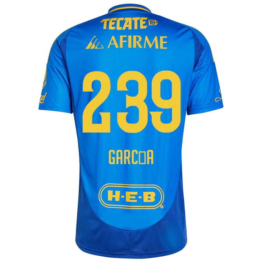 Kandiny Heren Diego García #239 Blauw Geel Uitshirt Uittenue 2024/25 T-Shirt