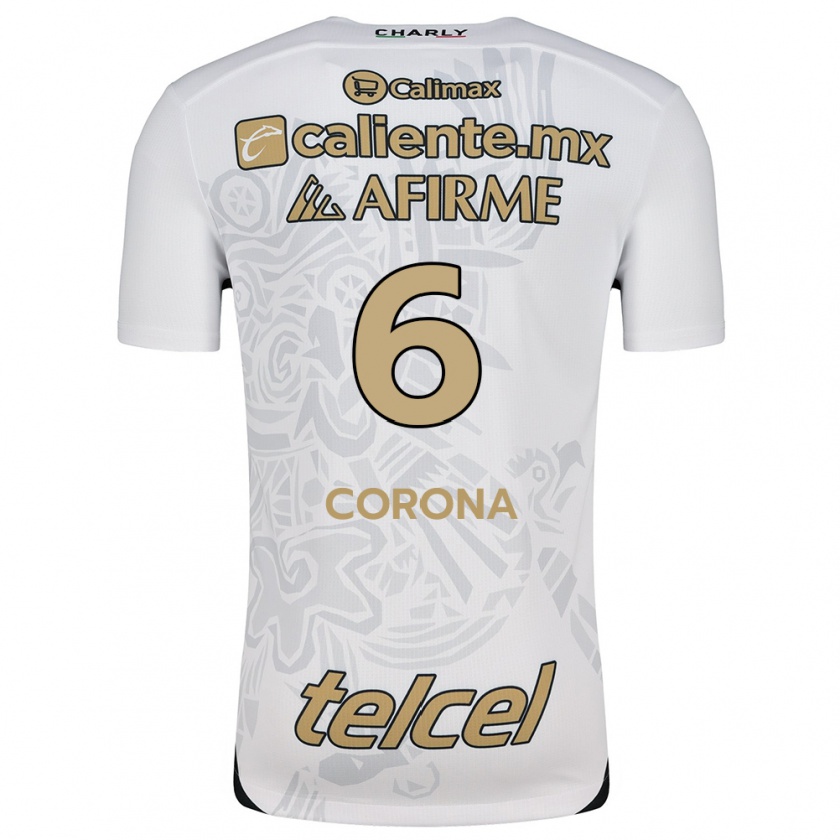 Kandiny Hombre Camiseta Joe Corona #6 Blanco Negro 2ª Equipación 2024/25 La Camisa