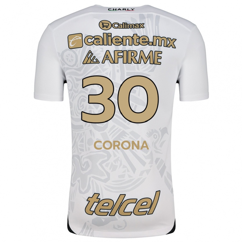 Kandiny Hombre Camiseta Jesús Corona #30 Blanco Negro 2ª Equipación 2024/25 La Camisa