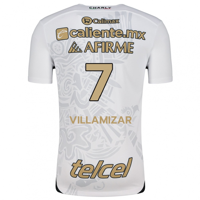 Kandiny Hombre Camiseta Paola Villamizar #7 Blanco Negro 2ª Equipación 2024/25 La Camisa