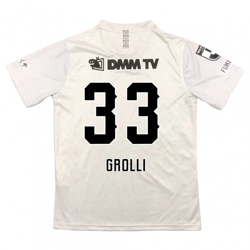 Kandiny Uomo Maglia Douglas Grolli #33 Grigio Nero Kit Gara Away 2024/25 Maglietta