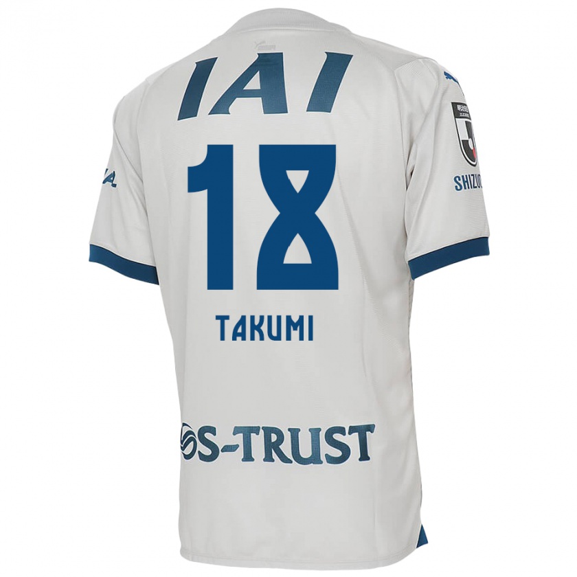 Kandiny Hombre Camiseta Takumi Kato #18 Blanco Azul 2ª Equipación 2024/25 La Camisa México