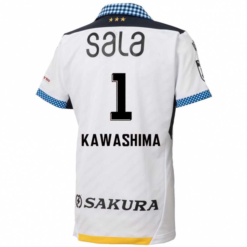 Kandiny Hombre Camiseta Eiji Kawashima #1 Blanco Negro 2ª Equipación 2024/25 La Camisa