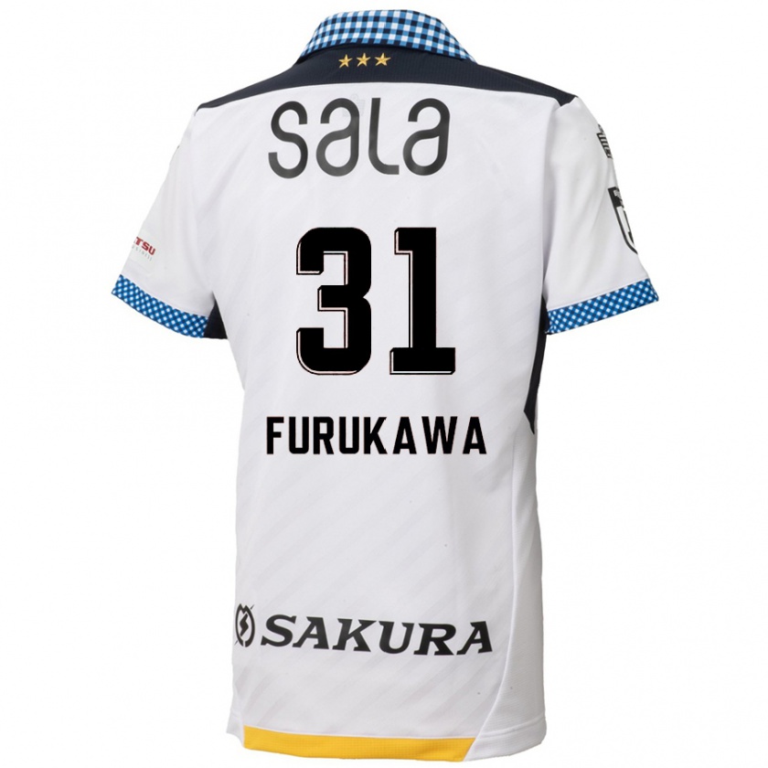 Kandiny Uomo Maglia Yosuke Furukawa #31 Bianco Nero Kit Gara Away 2024/25 Maglietta