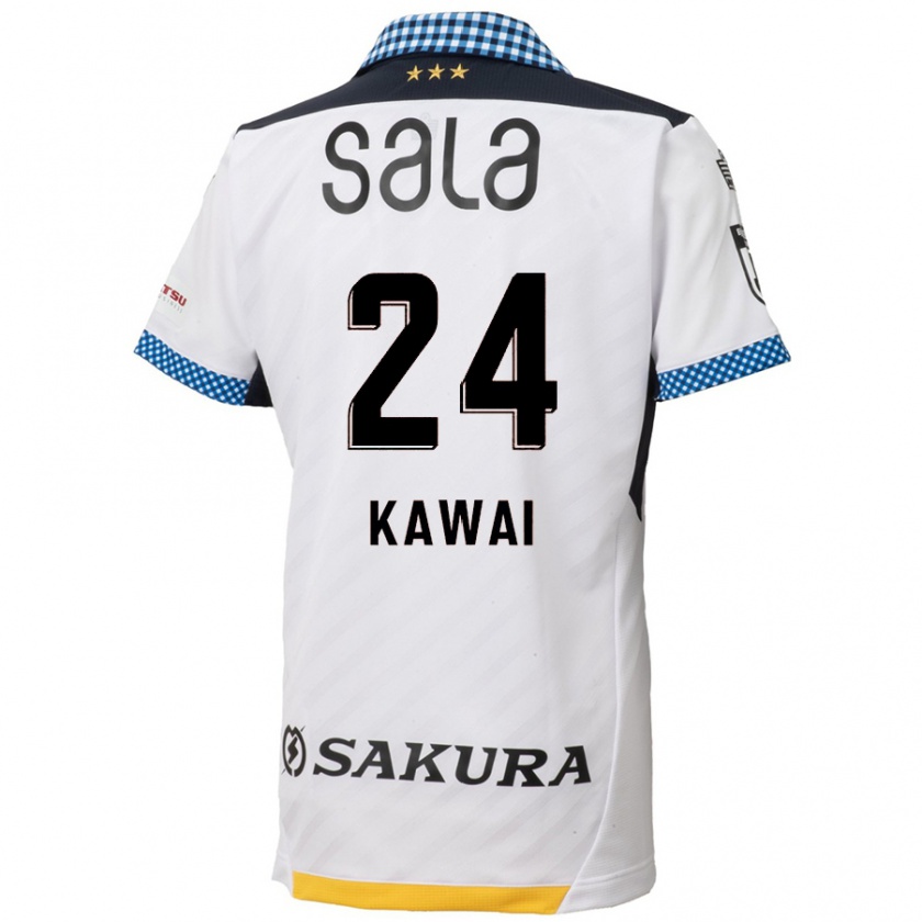 Kandiny Hombre Camiseta Yuki Kawai #24 Blanco Negro 2ª Equipación 2024/25 La Camisa