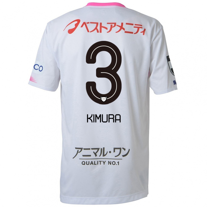 Kandiny Uomo Maglia Seiji Kimura #3 Bianco Blu Rosa Kit Gara Away 2024/25 Maglietta