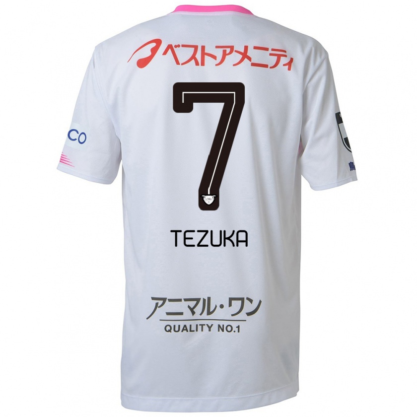 Kandiny Uomo Maglia Kohei Tezuka #7 Bianco Blu Rosa Kit Gara Away 2024/25 Maglietta