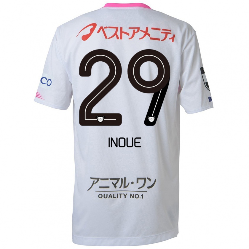 Kandiny Hombre Camiseta Taisei Inoue #29 Blanco Azul Rosa 2ª Equipación 2024/25 La Camisa México