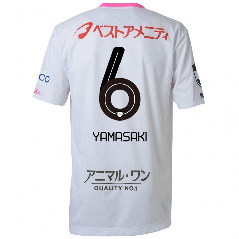 Kandiny Uomo Maglia Haruki Yamasaki #6 Bianco Blu Rosa Kit Gara Away 2024/25 Maglietta